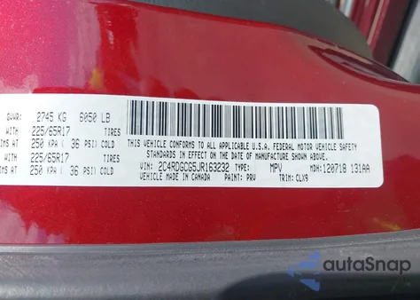 2018 Dodge Grand Caravan Sxt z USA, uszkodzony, nr VIN 2C4RDGCG5JR163232